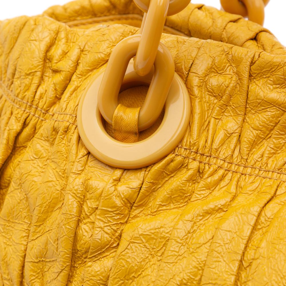 Prada B Prada Yellow Patent Leather Leather Vernice Gaufre Chain Tote Italy