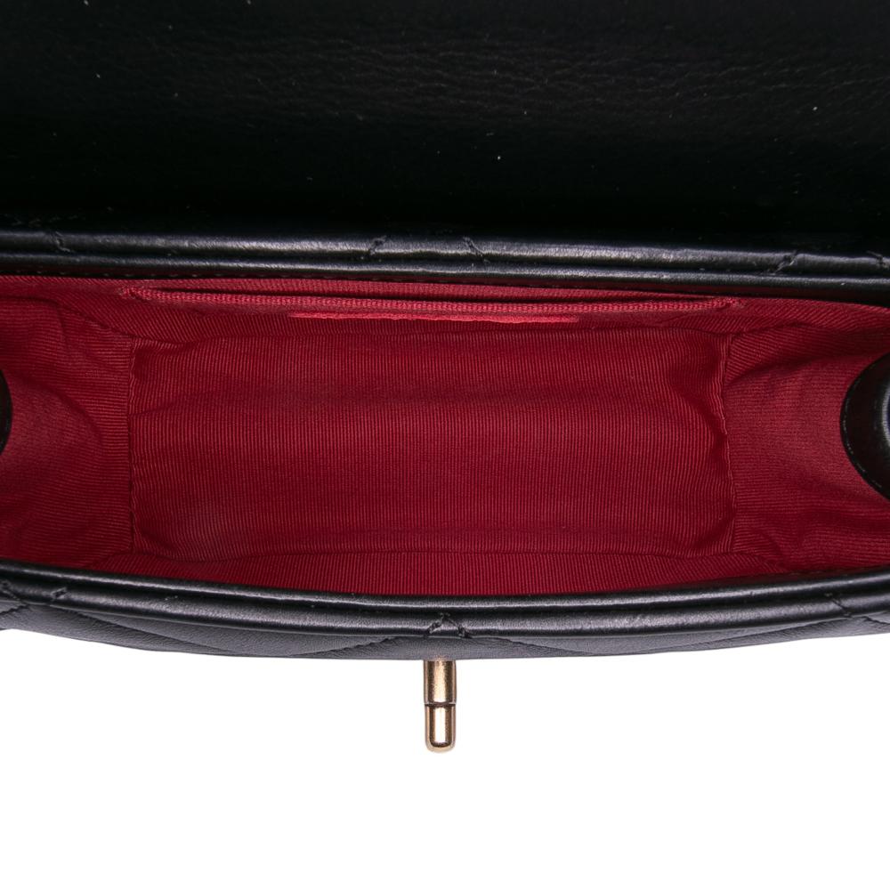 Chanel AB Chanel Black Calf Leather Mini CC Quilted skin Round Moon Messenger Flap Italy