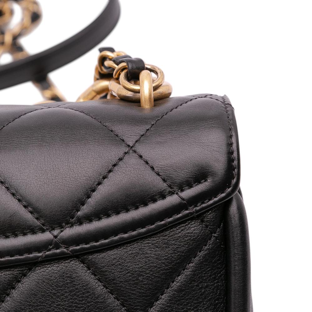Chanel AB Chanel Black Calf Leather Mini CC Quilted skin Round Moon Messenger Flap Italy