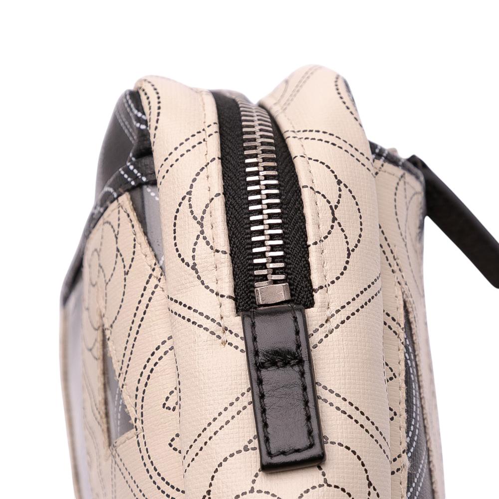 Chanel AB Chanel Black Ivory with White Ivory Coated Canvas Fabric Camellia Logo Camera Bag Italy