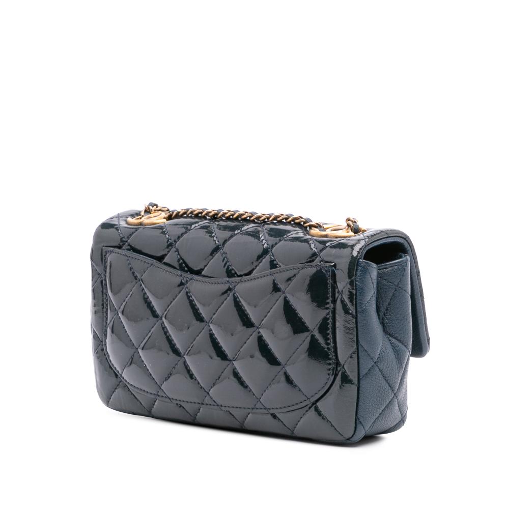 Chanel Blue Paris-Salzburg Small Patent and Goatskin CC Eyelet Flap Italy