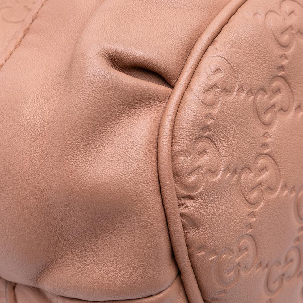 Gucci B Gucci Pink Salmon Calf Leather Guccissima Sukey Satchel Italy