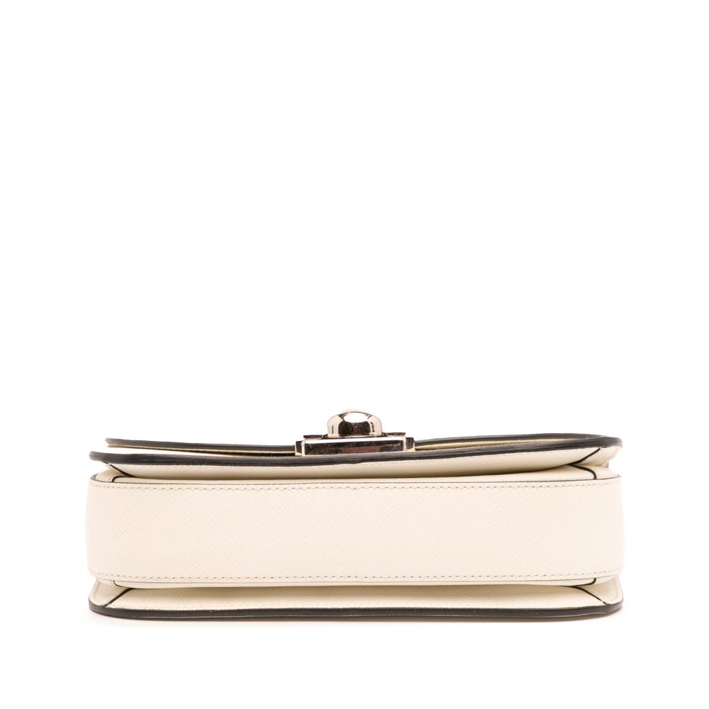 Prada B Prada White Ivory Saffiano Leather Lux Arcade Satchel Italy