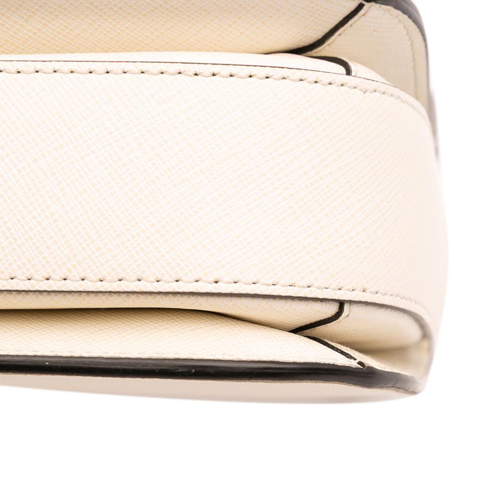 Prada B Prada White Ivory Saffiano Leather Lux Arcade Satchel Italy