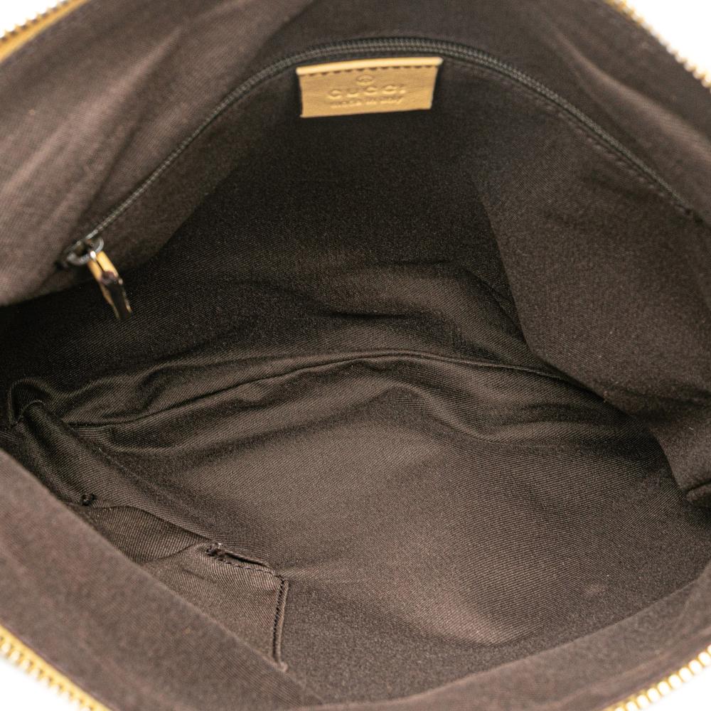 Gucci B Gucci Brown with Yellow Canvas Fabric GG Abbey D Ring Crossbody Italy