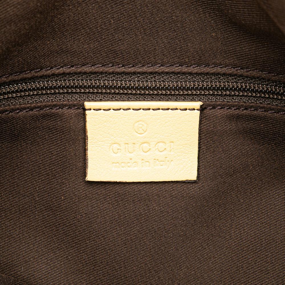 Gucci B Gucci Brown with Yellow Canvas Fabric GG Abbey D Ring Crossbody Italy