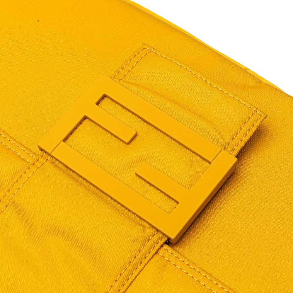 Fendi B Fendi Yellow Nylon Fabric Large Econyl Baguette Satchel Italy