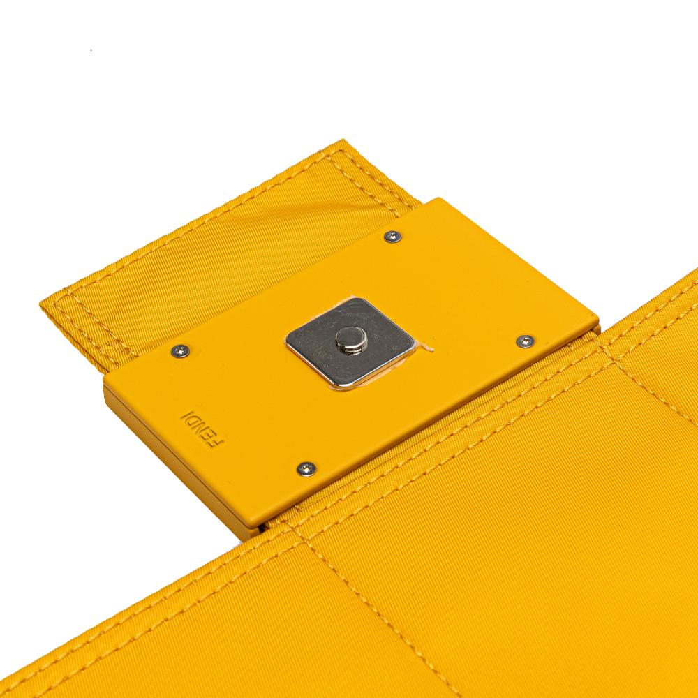 Fendi B Fendi Yellow Nylon Fabric Large Econyl Baguette Satchel Italy