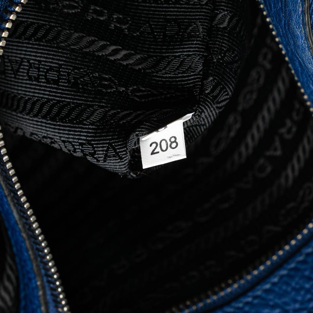 Prada B Prada Blue Calf Leather Vitello Daino Crossbody Italy