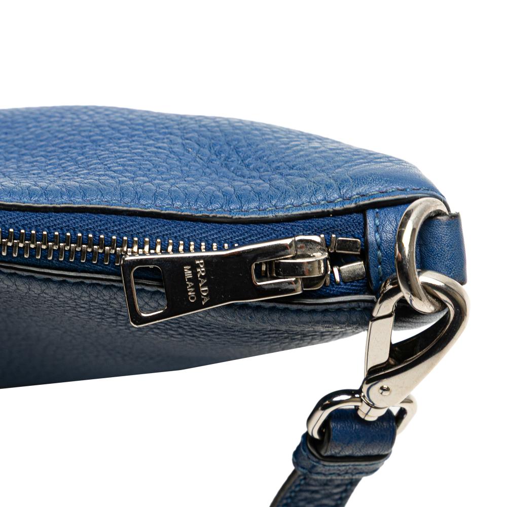 Prada B Prada Blue Calf Leather Vitello Daino Crossbody Italy
