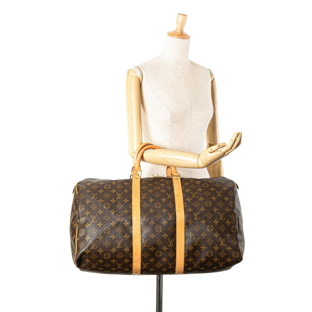Louis Vuitton B Louis Vuitton Brown Monogram Canvas Fabric Monogram Keepall 50 France