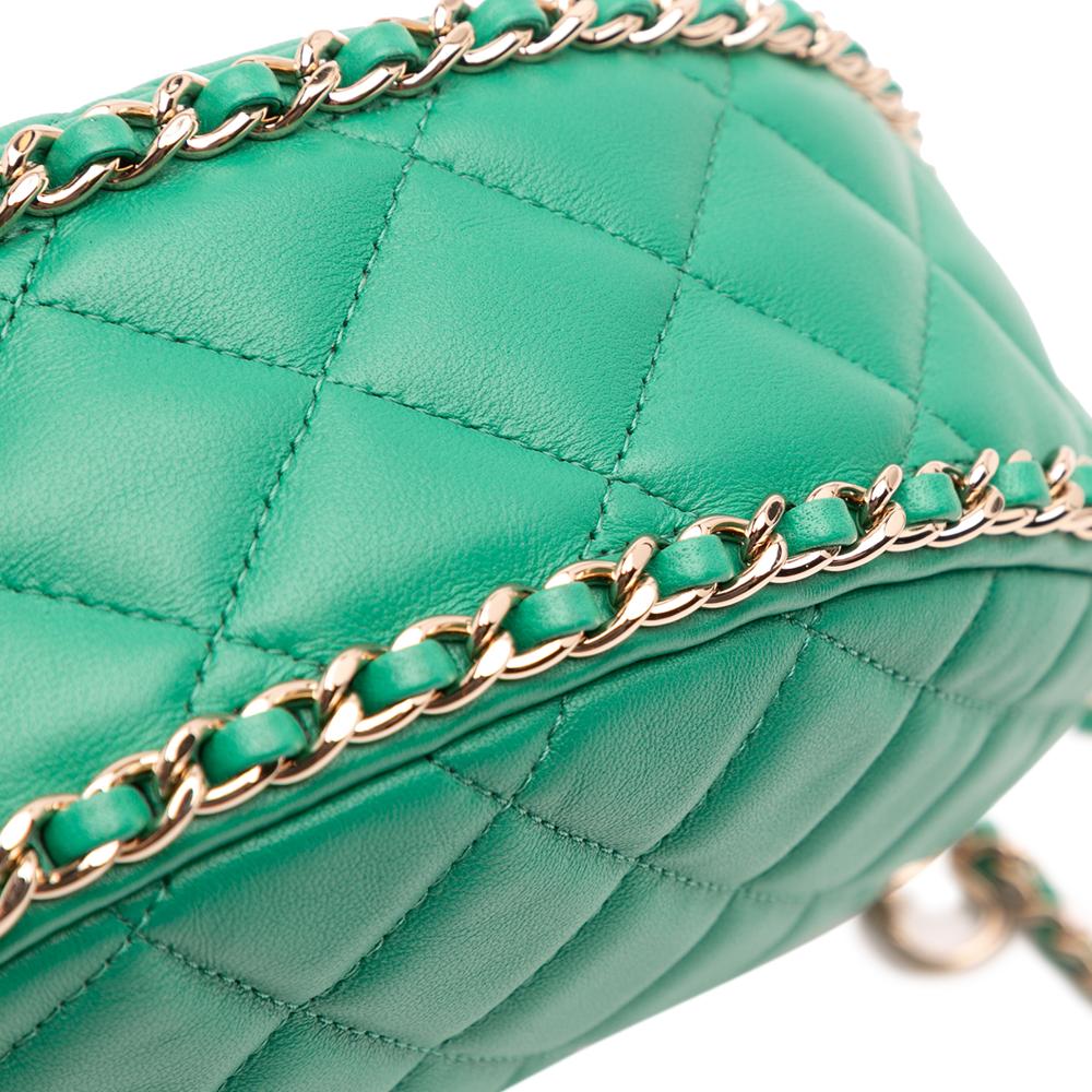 Chanel AB Chanel Green Lambskin Leather Leather Small Quilted Lambskin Chain Around Hook Hobo Bag Italy