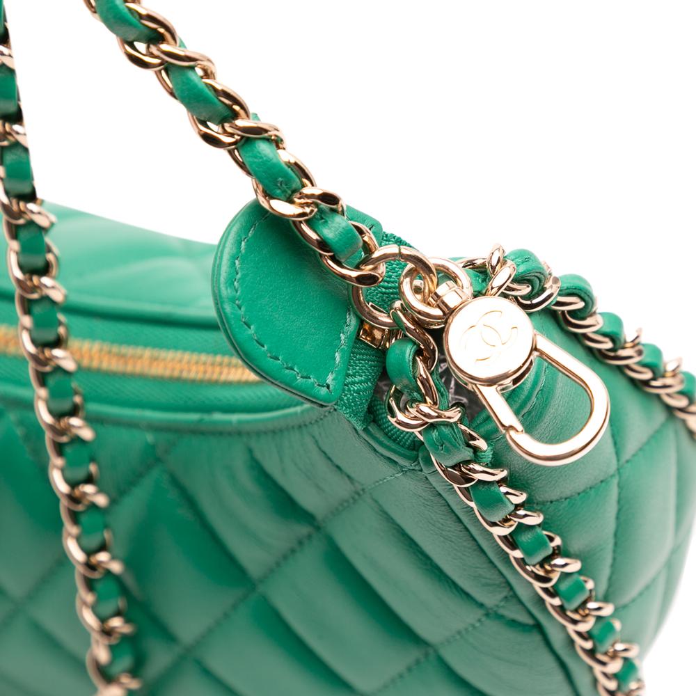 Chanel AB Chanel Green Lambskin Leather Leather Small Quilted Lambskin Chain Around Hook Hobo Bag Italy