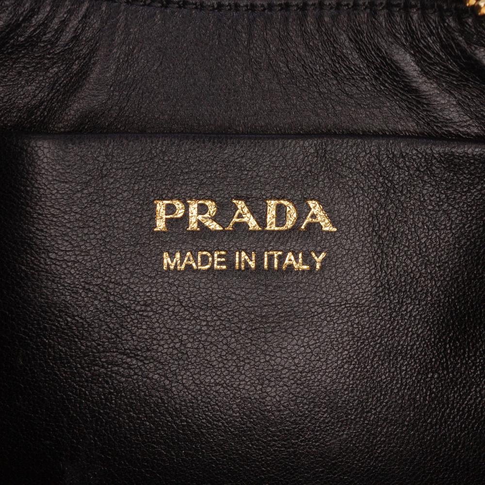 Prada AB Prada Black Calf Leather Small Soft Arque Satchel Italy