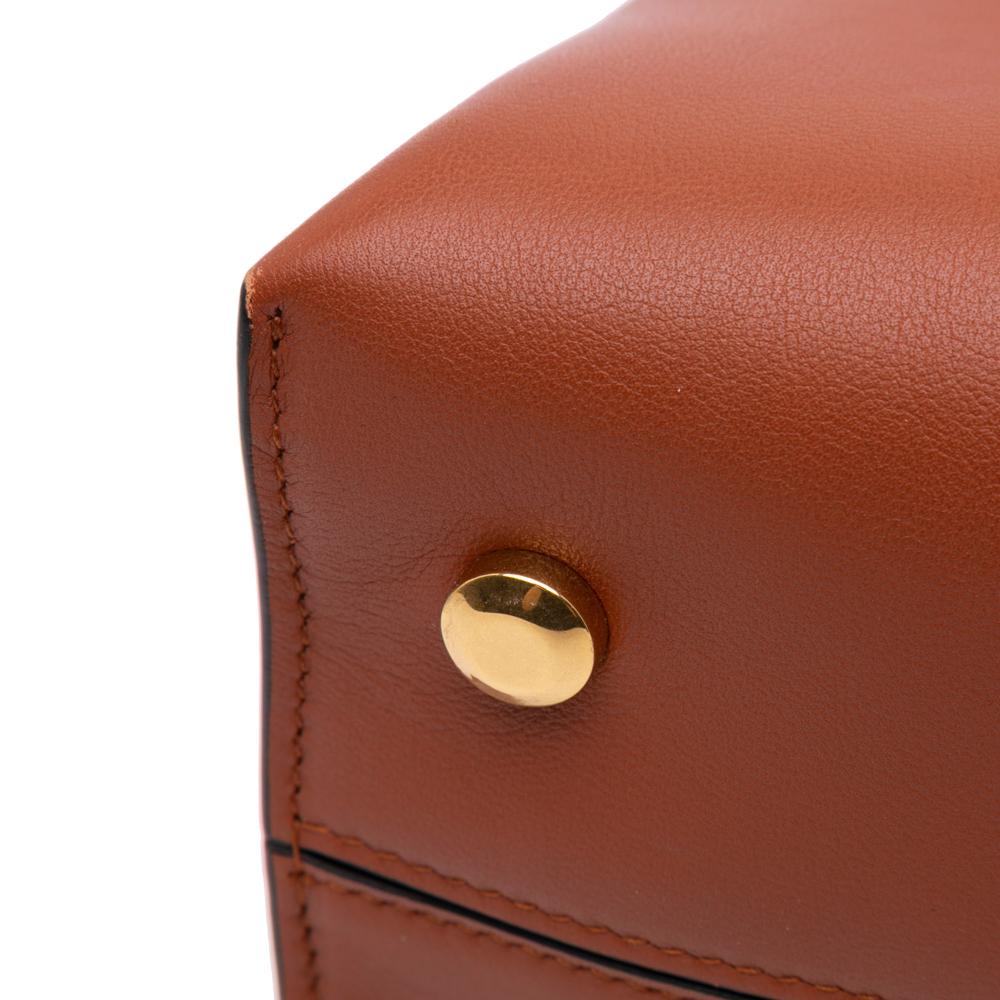 Ferragamo B Ferragamo Brown Calf Leather Gancini Trifolio Top Handle Bag Italy