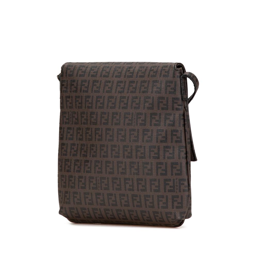 Fendi B Fendi Brown Coated Canvas Fabric Zucchino Spalmati Crossbody Italy