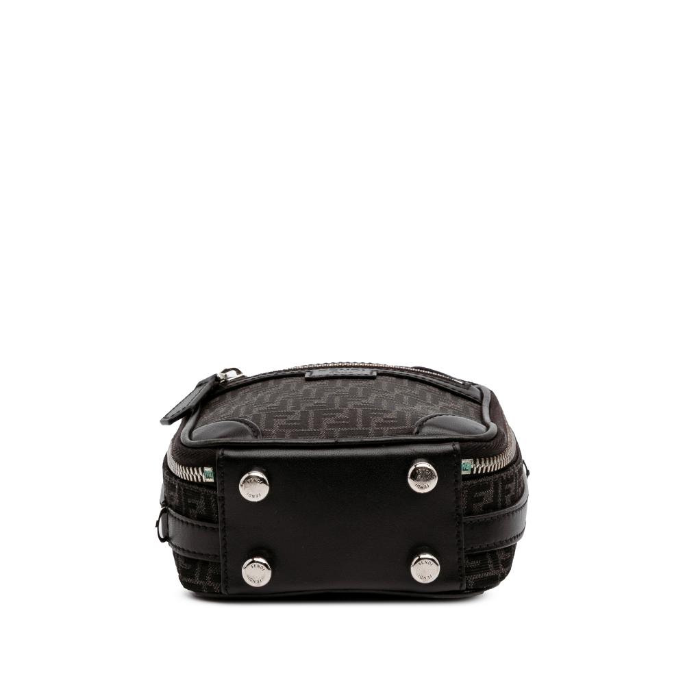 Fendi B Fendi Black Canvas Fabric Mini Zucchino Recycled Jacquard Trolley Satchel Italy