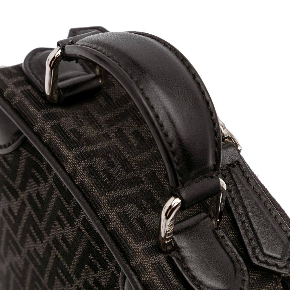 Fendi B Fendi Black Canvas Fabric Mini Zucchino Recycled Jacquard Trolley Satchel Italy