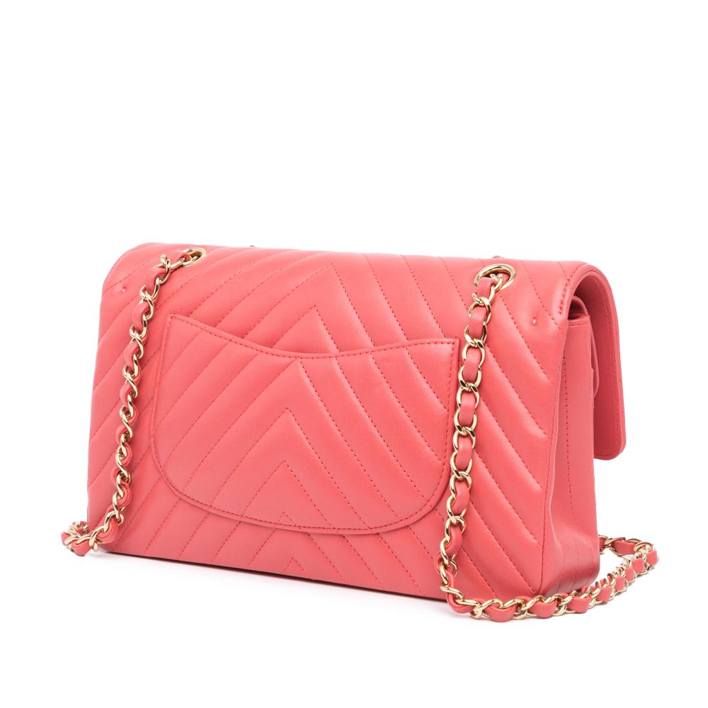 Chanel B Chanel Pink Blush Lambskin Leather Leather Medium Classic Chevron Lambskin Double Flap France