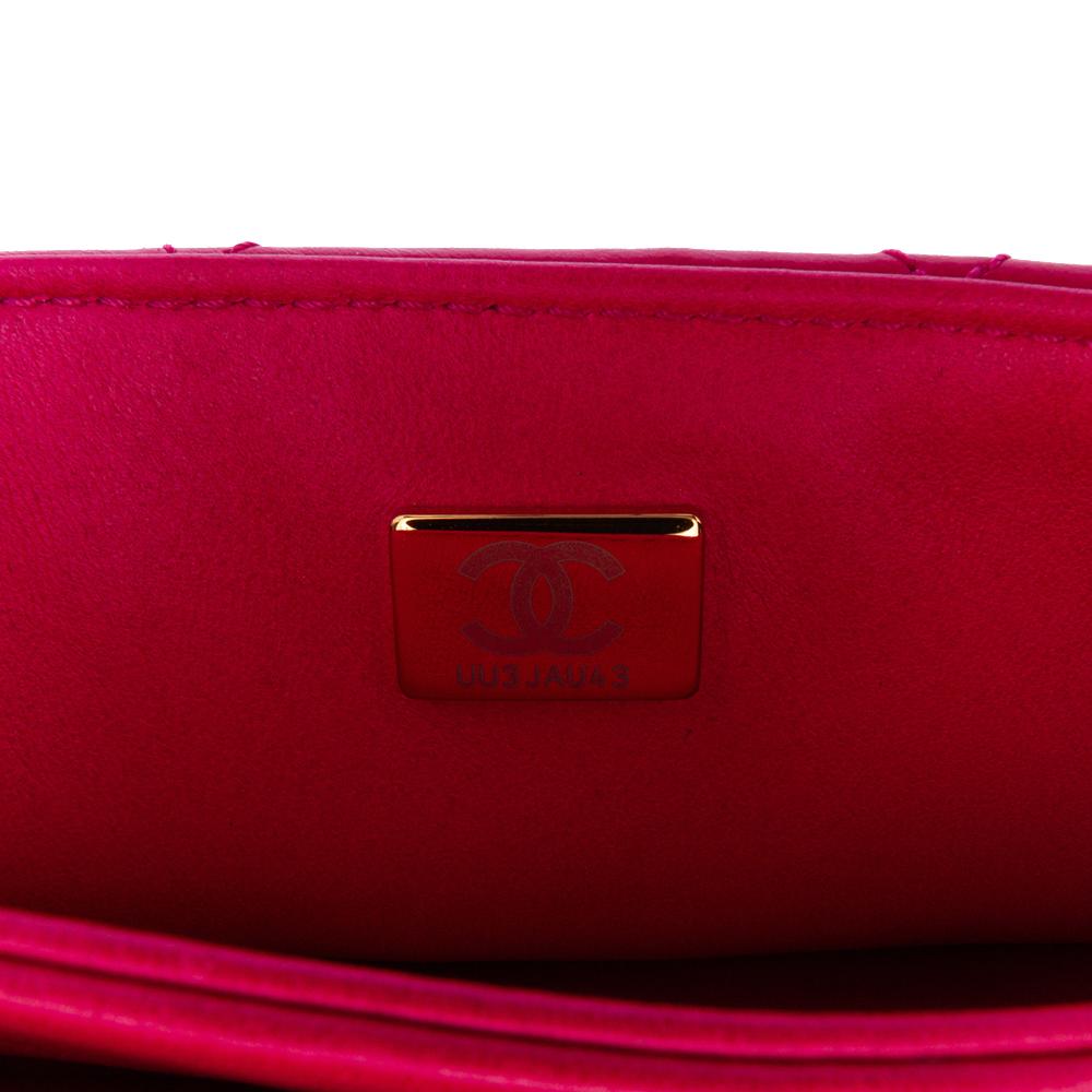 Chanel B Chanel Pink Dark Pink Lambskin Leather Leather Small Quilted Lambskin On And On Chain Flap Italy