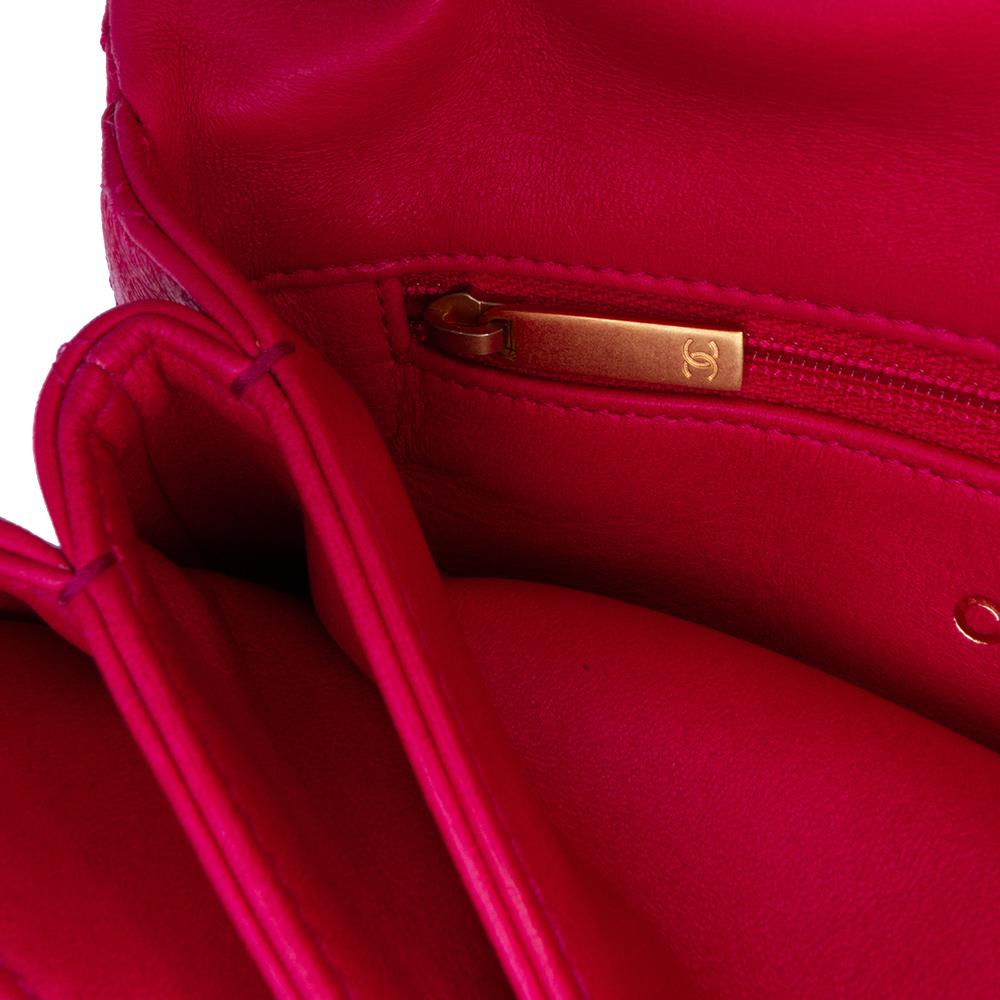 Chanel B Chanel Pink Dark Pink Lambskin Leather Leather Small Quilted Lambskin On And On Chain Flap Italy