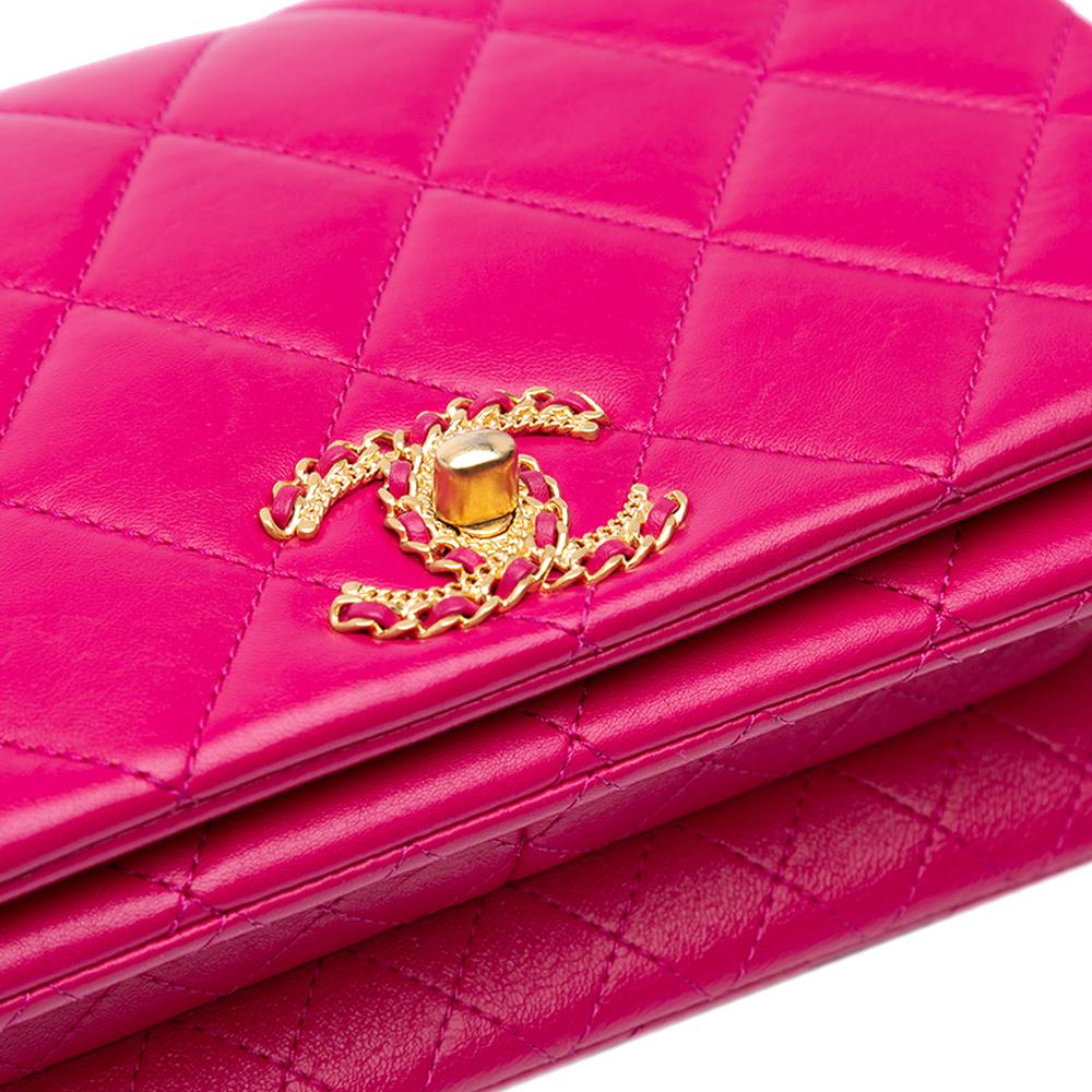 Chanel B Chanel Pink Dark Pink Lambskin Leather Leather Small Quilted Lambskin On And On Chain Flap Italy
