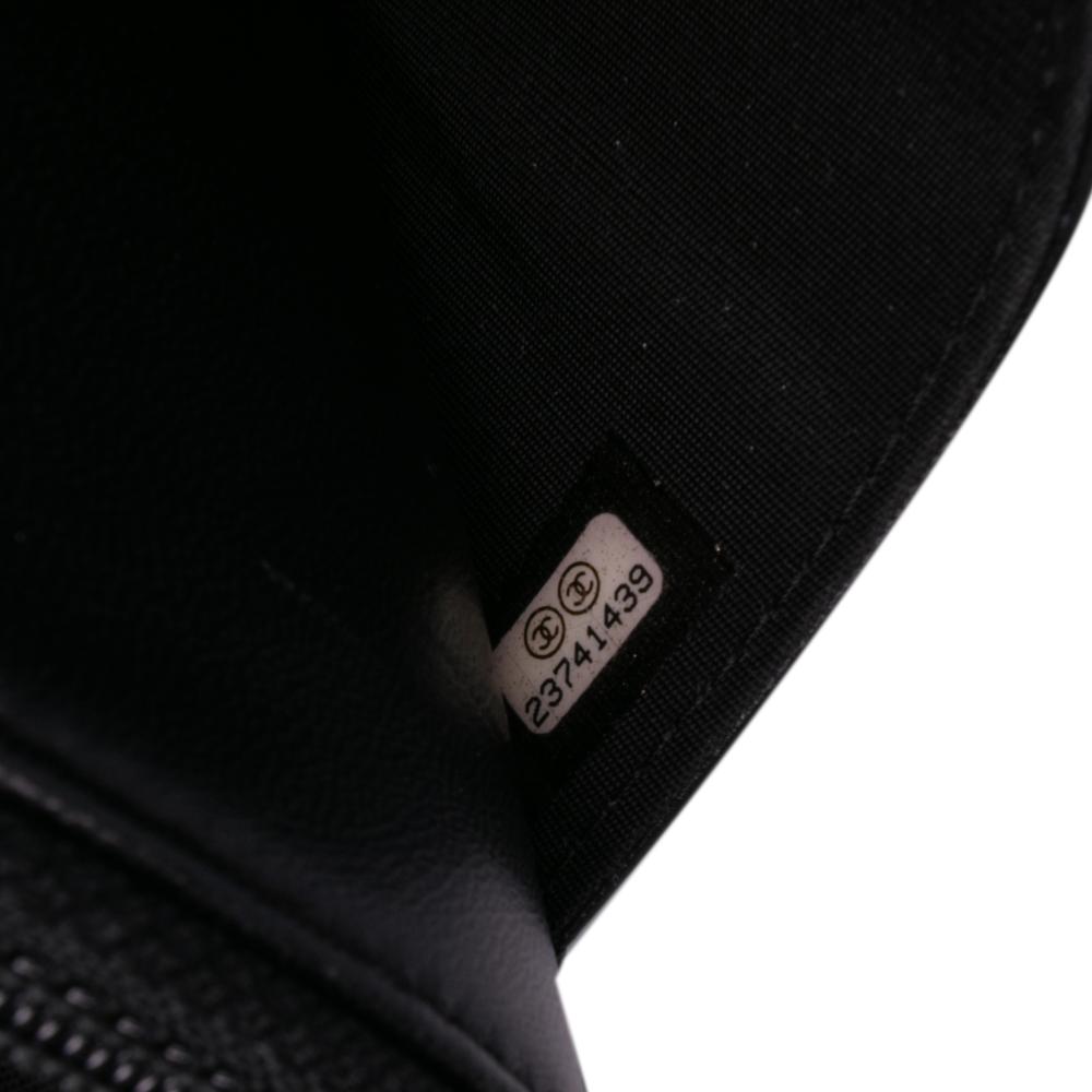 Chanel B Chanel Black Lambskin Leather Leather Bicolor Quilted Lambskin Camellia Wallet on Chain Italy