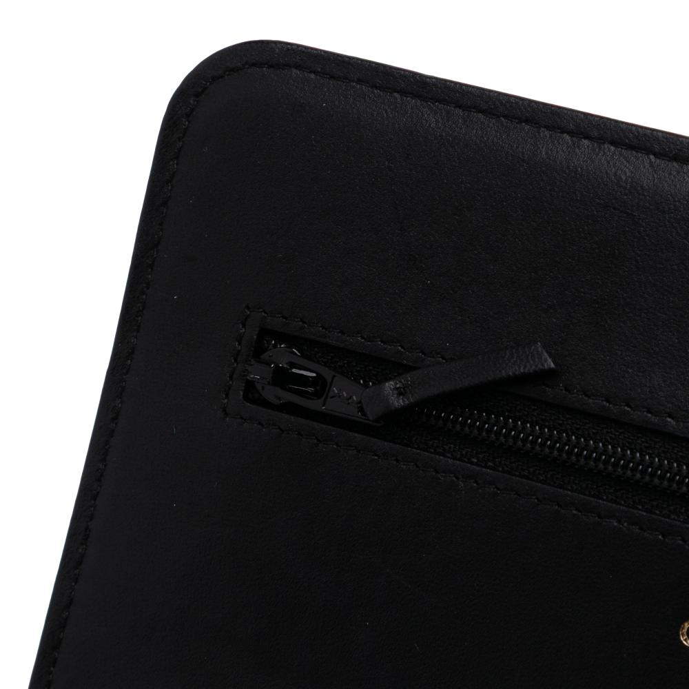 Chanel B Chanel Black Lambskin Leather Leather Bicolor Quilted Lambskin Camellia Wallet on Chain Italy