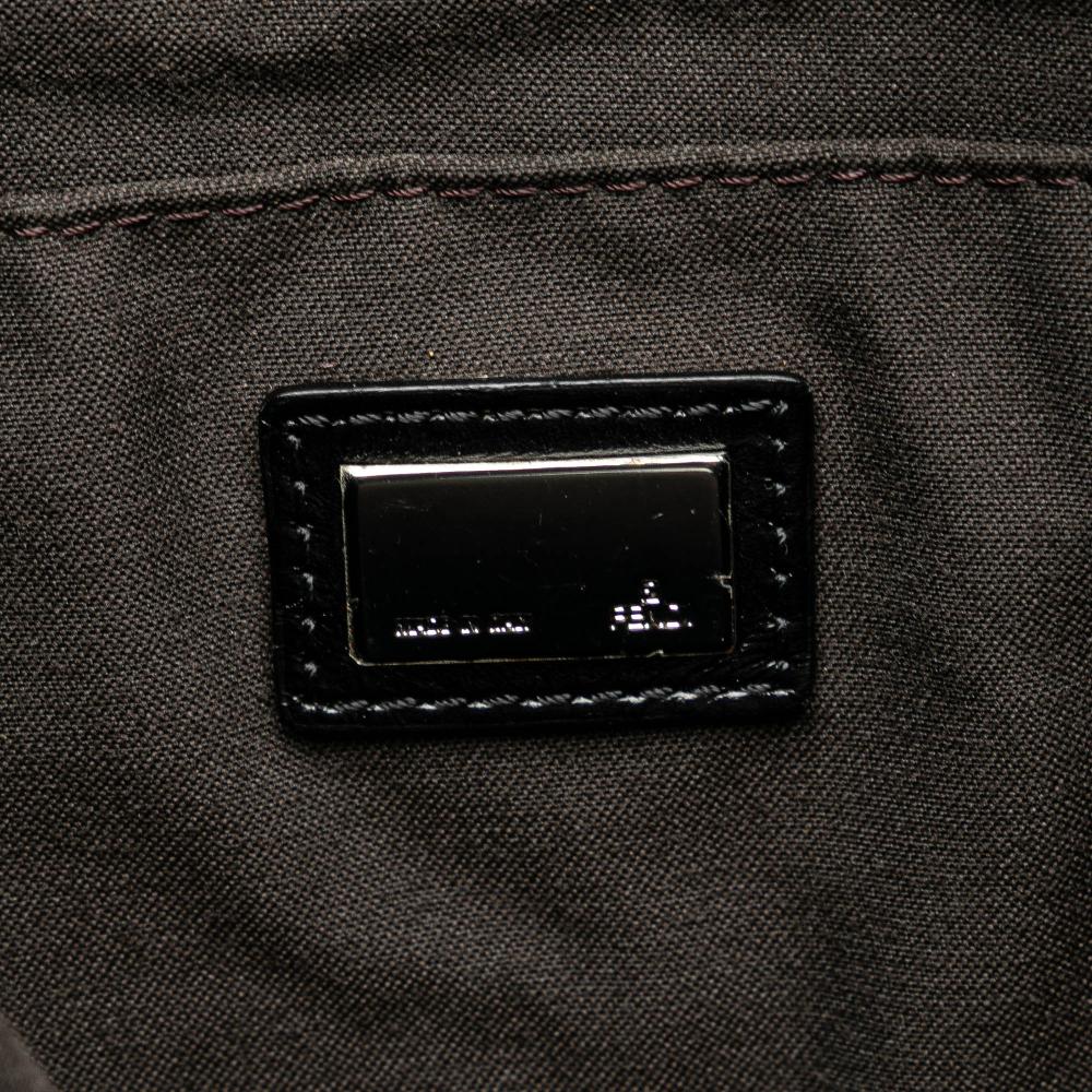 Fendi B Fendi Black Canvas Fabric Zucchino Crossbody Italy