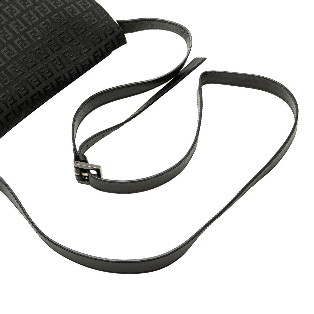 Fendi B Fendi Black Canvas Fabric Zucchino Crossbody Italy