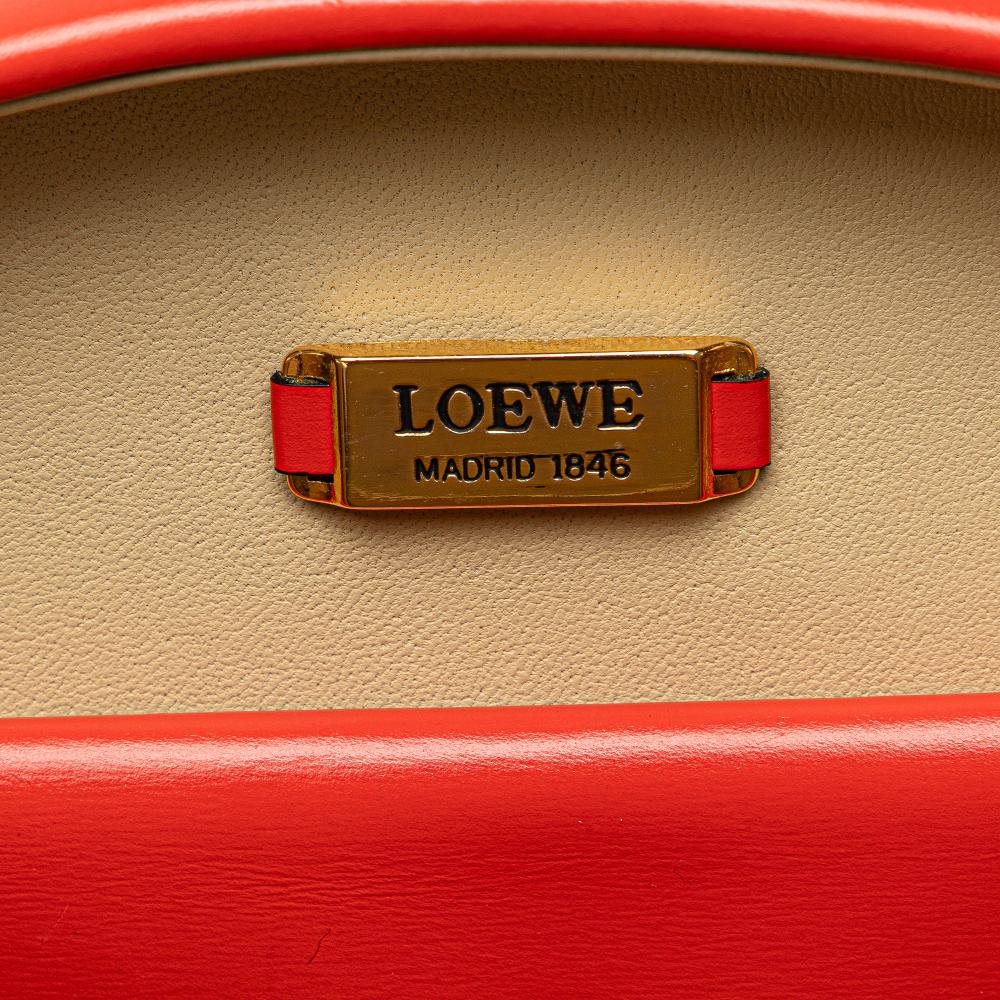 Loewe B LOEWE Red Calf Leather Anagram Round Handbag Spain