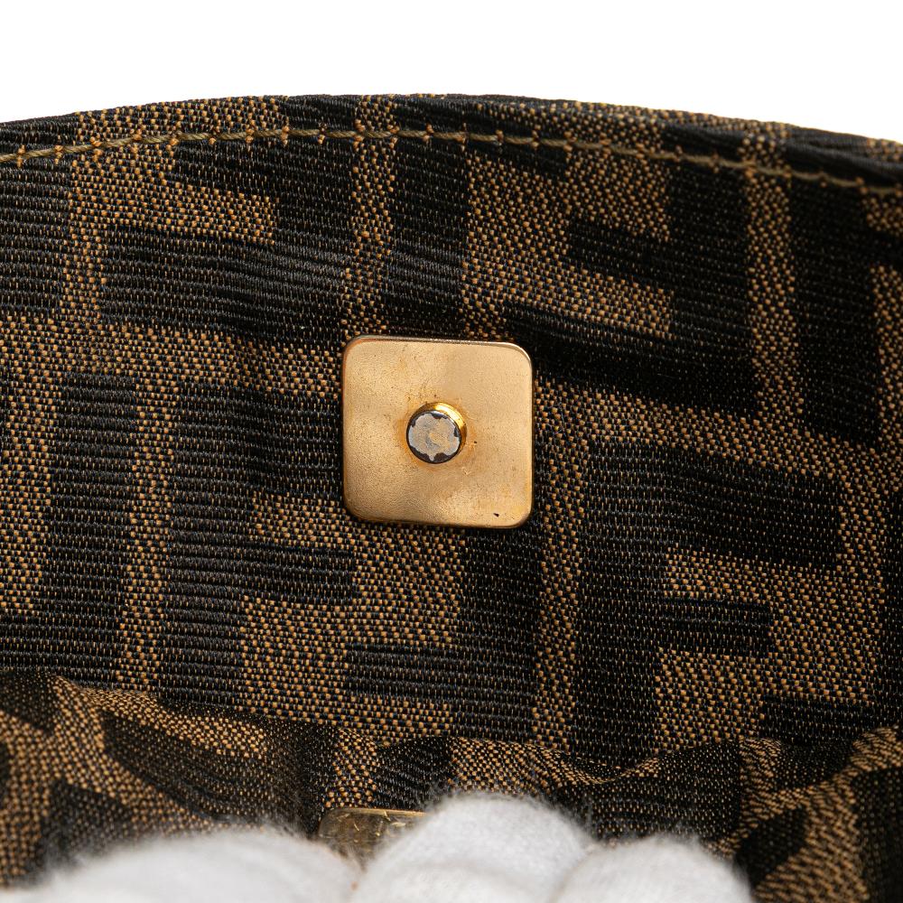 Fendi B Fendi Brown Canvas Fabric Zucca Shoulder Bag Italy