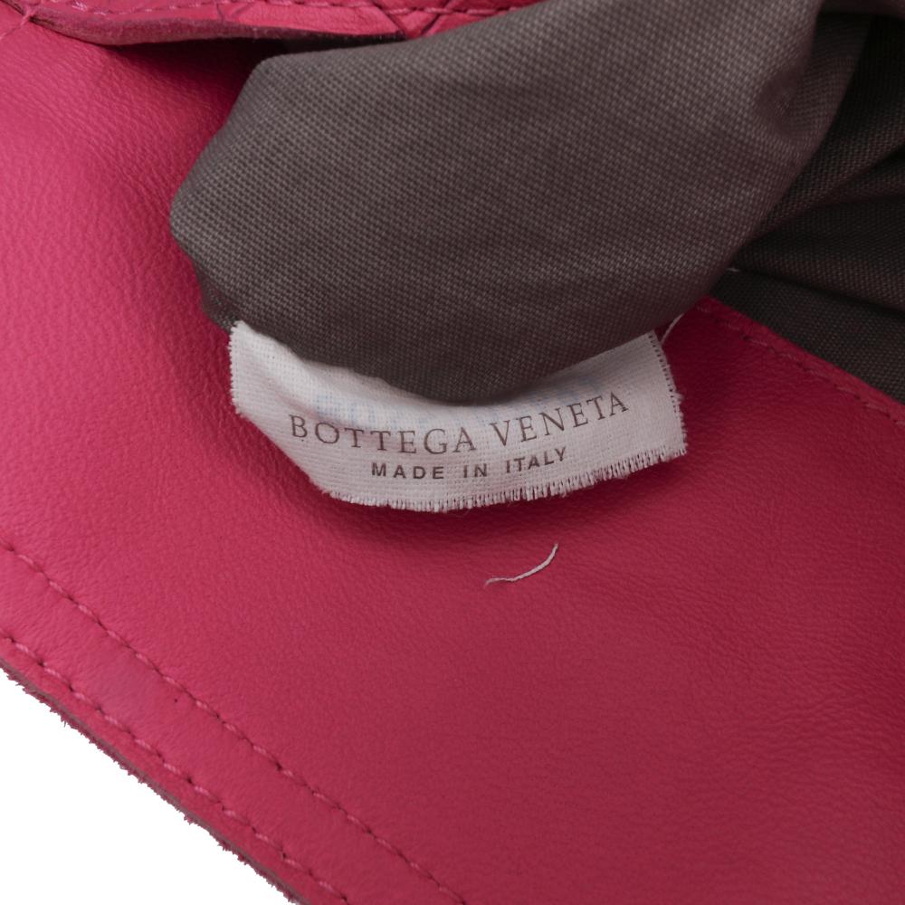 Bottega Veneta Pink Small Calfskin Intrecciomirage Embossed Butterfly Chain Crossbody Italy