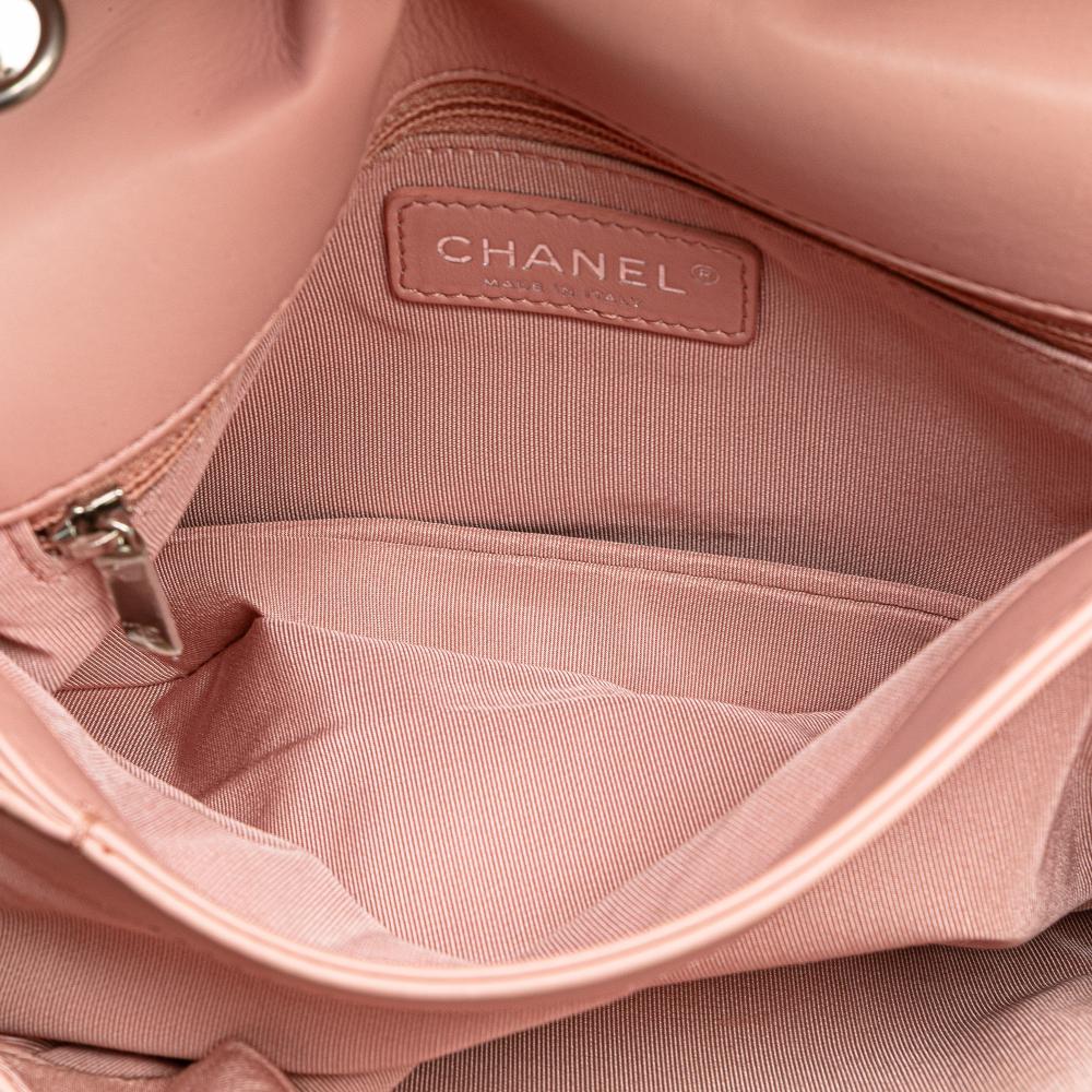 Chanel B Chanel Pink Light Pink Calf Leather Chevron skin Studded Full Flap Italy