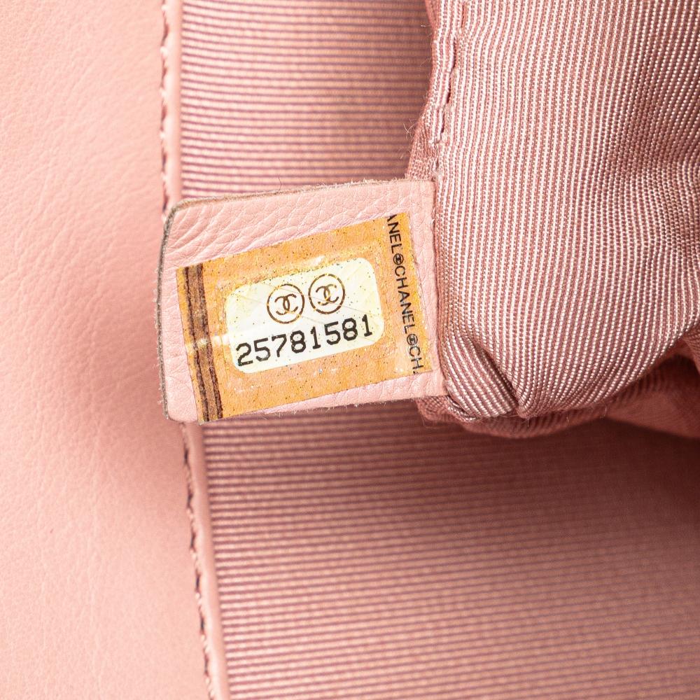 Chanel B Chanel Pink Light Pink Calf Leather Chevron skin Studded Full Flap Italy