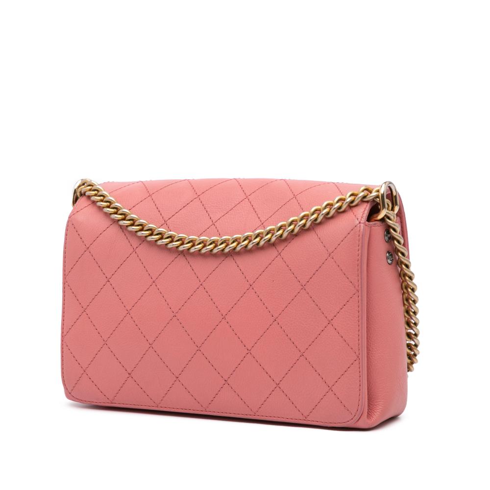 Chanel B Chanel Pink Calf Leather Quilted skin Straight Lined Flap Italy