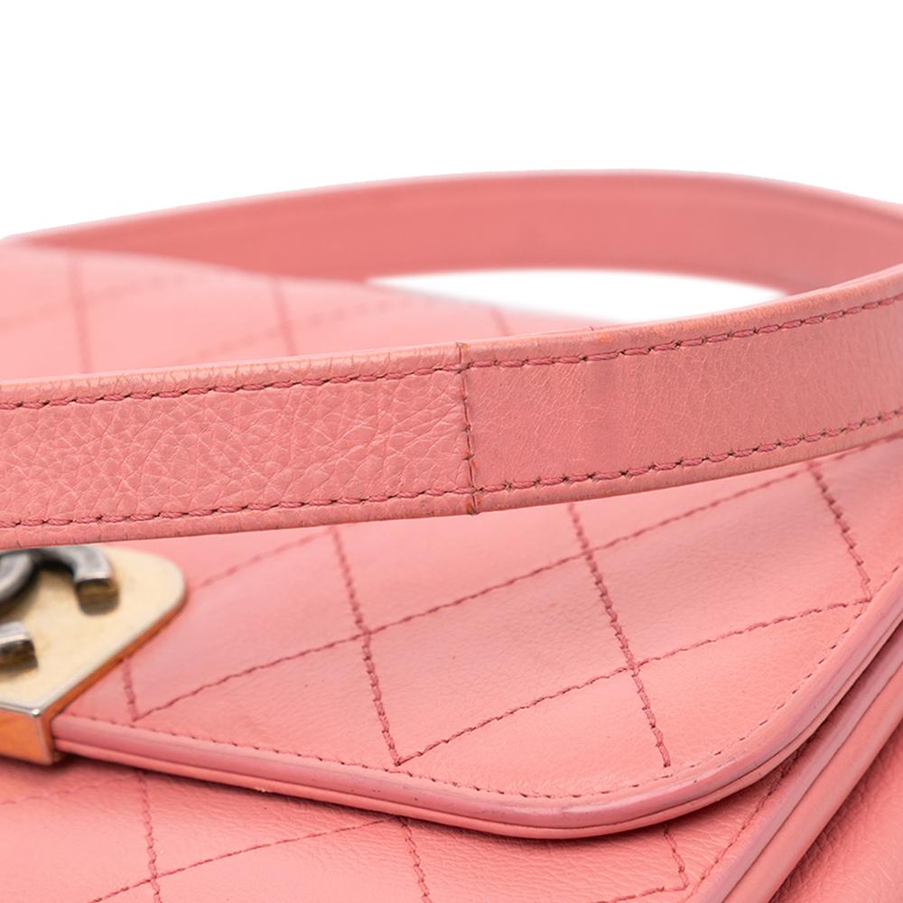 Chanel B Chanel Pink Calf Leather Quilted skin Straight Lined Flap Italy