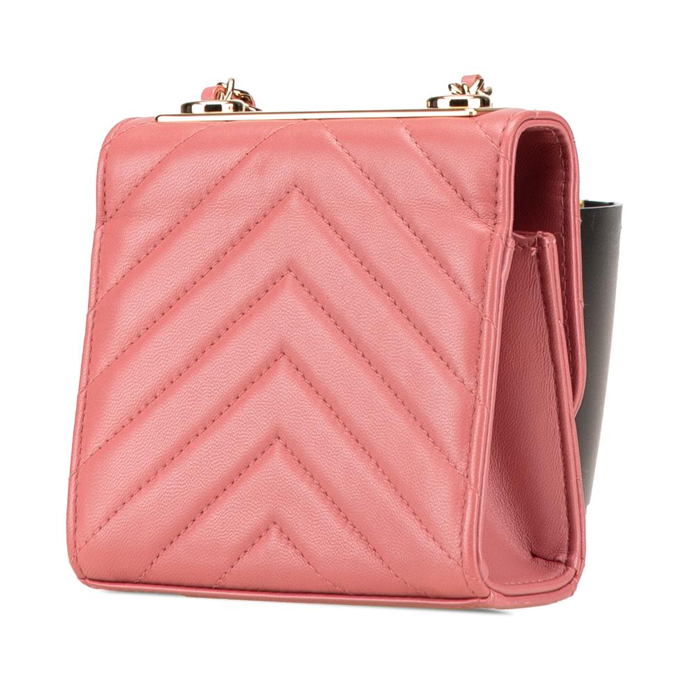 Chanel B Chanel Pink Lambskin Leather Leather Mini Chevron Lambskin Trendy CC Chain Wallet Italy