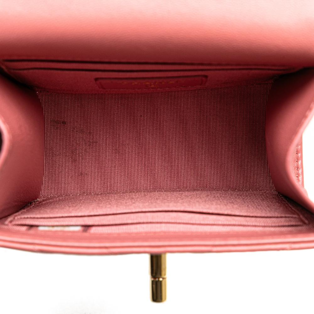 Chanel B Chanel Pink Lambskin Leather Leather Mini Chevron Lambskin Trendy CC Chain Wallet Italy