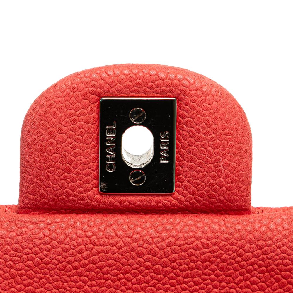 Chanel B Chanel Pink Strawberry Caviar Leather Leather Medium Classic Caviar Double Flap France