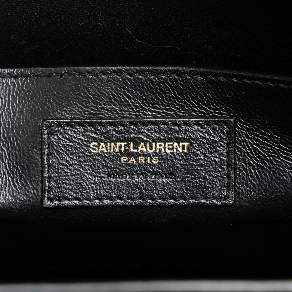 Saint Laurent B Saint Laurent Gray Calf Leather Medium Monogram Uptown Satchel Italy