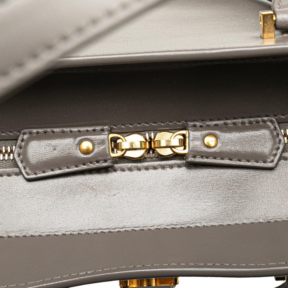 Saint Laurent B Saint Laurent Gray Calf Leather Medium Monogram Uptown Satchel Italy