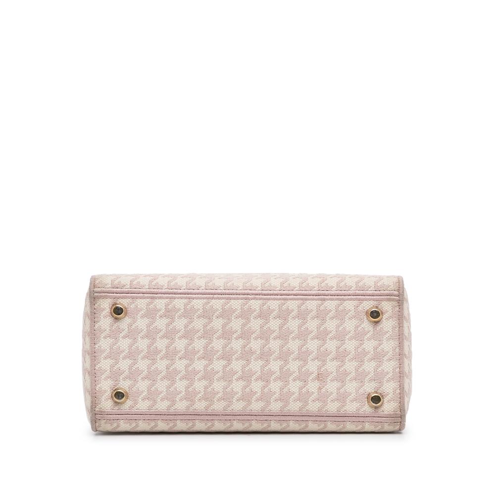 Christian Dior B Dior Pink Light Pink Canvas Fabric Medium Embroidered Houndstooth Lady D Lite Italy