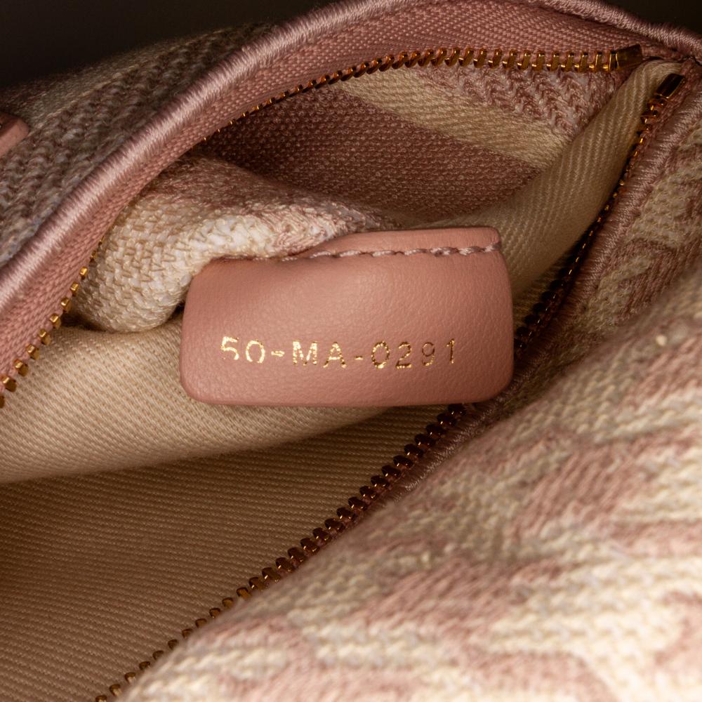 Christian Dior B Dior Pink Light Pink Canvas Fabric Medium Embroidered Houndstooth Lady D Lite Italy