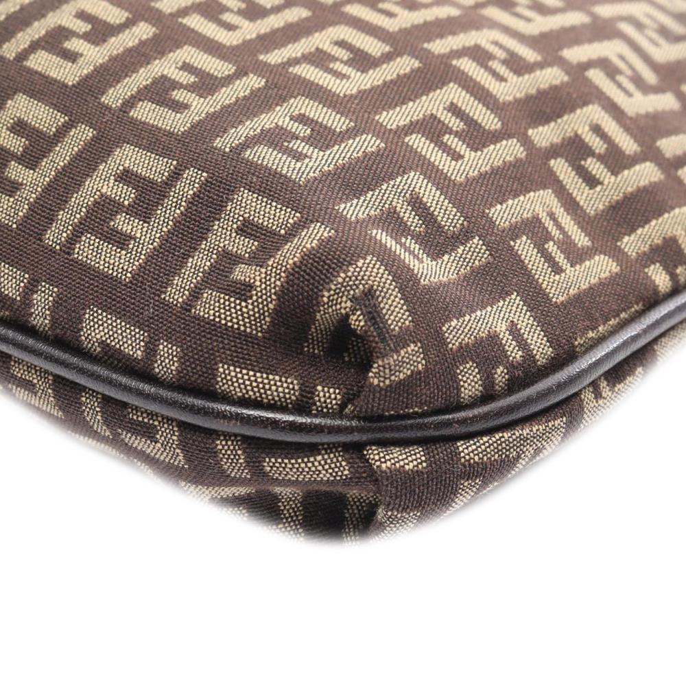 Fendi B Fendi Brown Dark Brown Canvas Fabric Zucchino Crossbody Italy