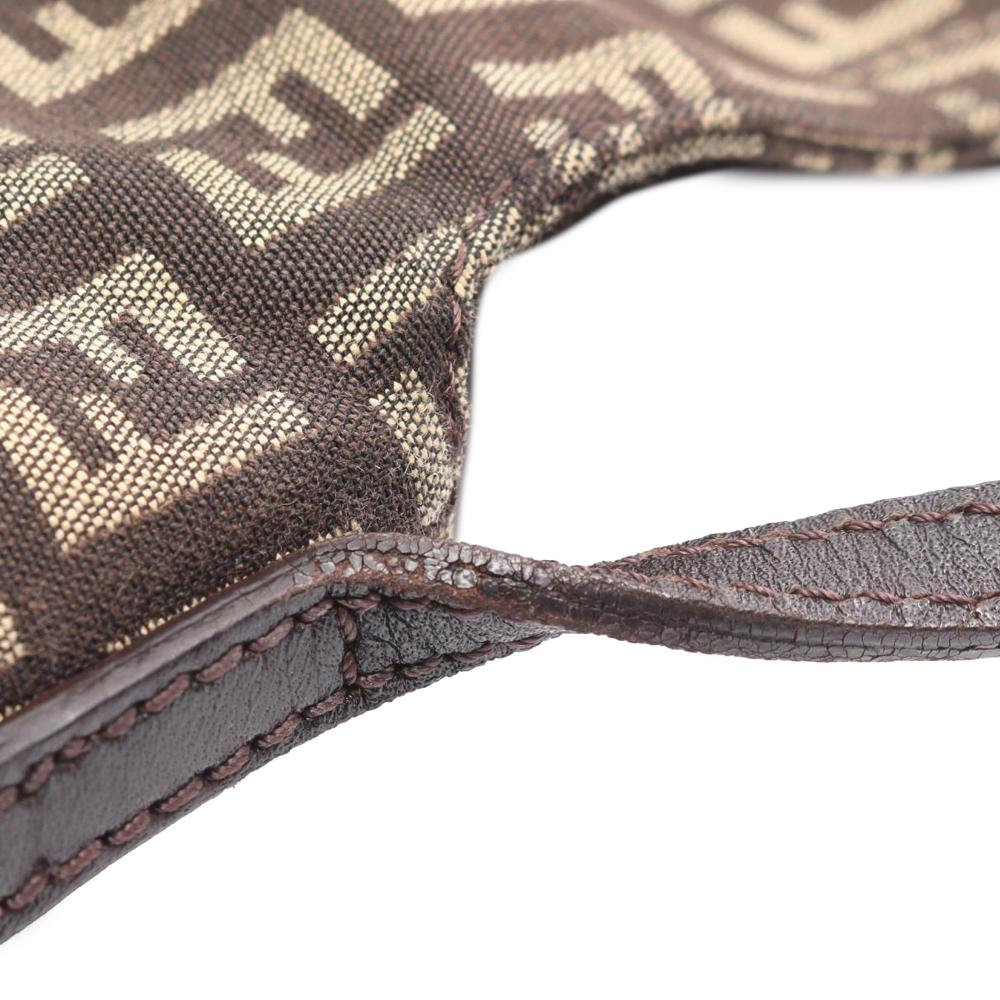 Fendi B Fendi Brown Dark Brown Canvas Fabric Zucchino Crossbody Italy