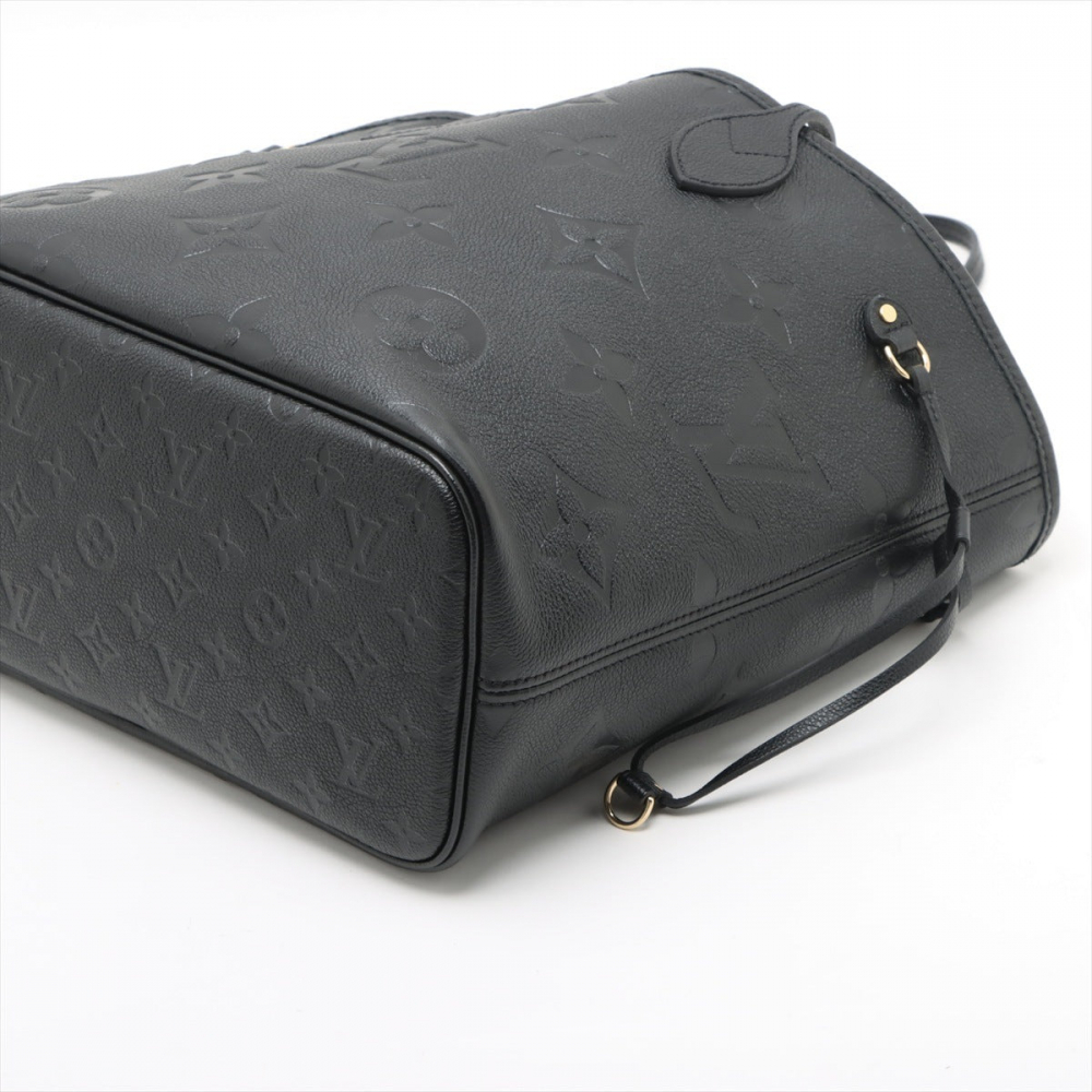 Louis Vuitton Neverfull Leather Empreinte Shopper Shoulder Bag Black