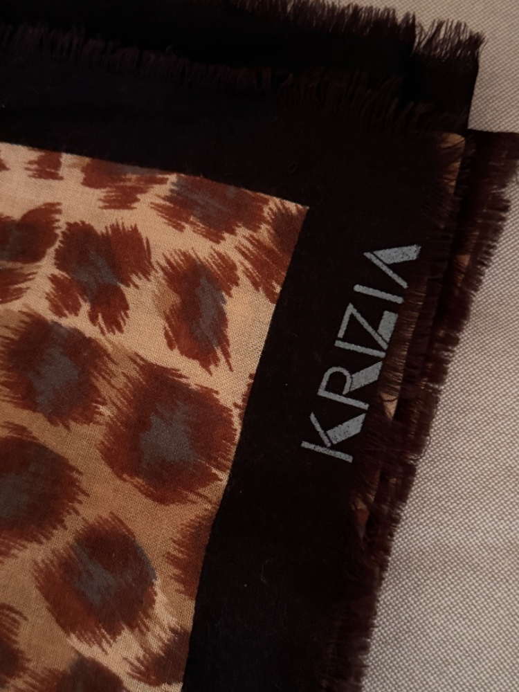 Krizia Signature Large Wool blend fringed Scarf