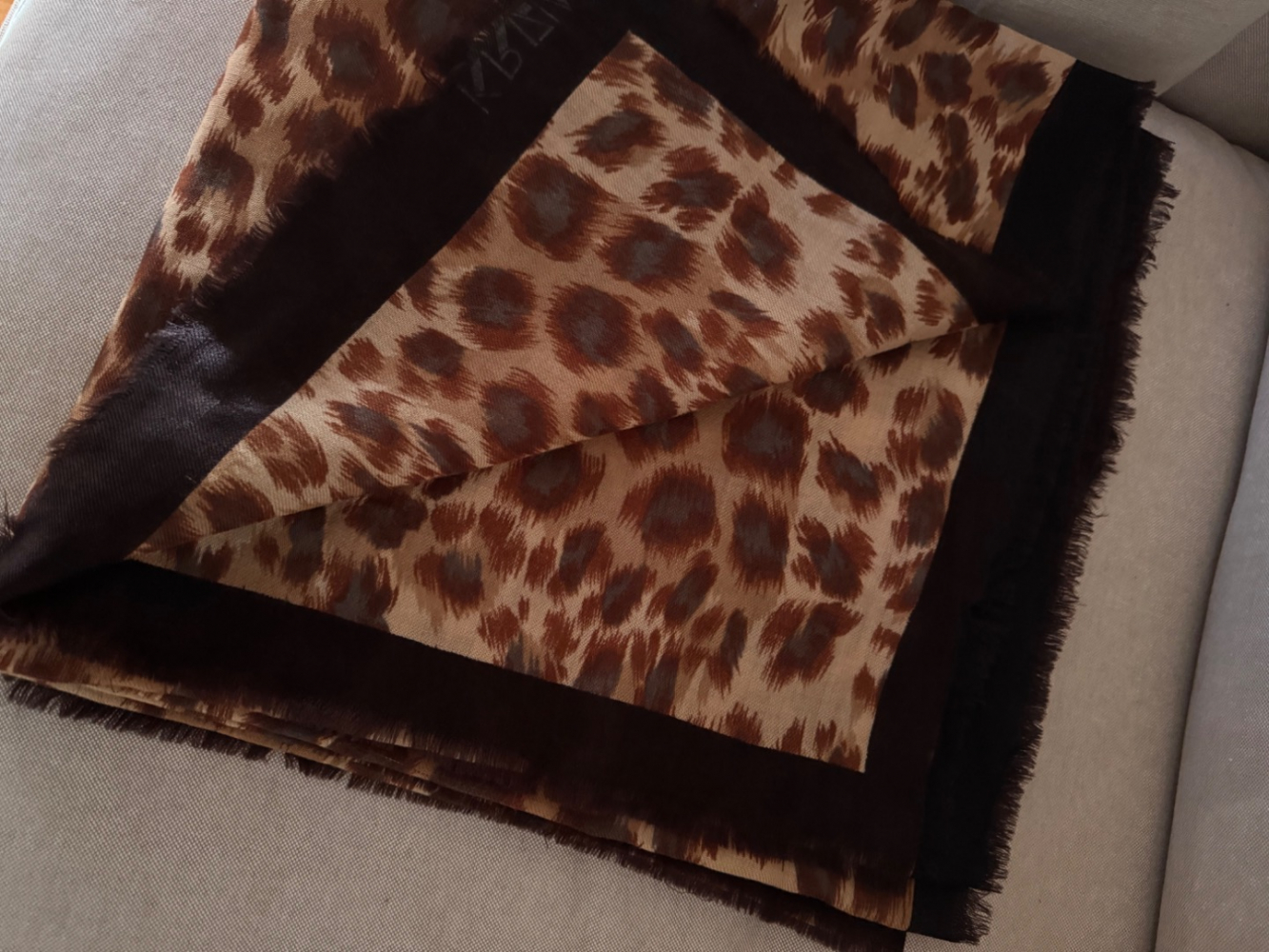 Krizia Signature Large Wool blend fringed Scarf