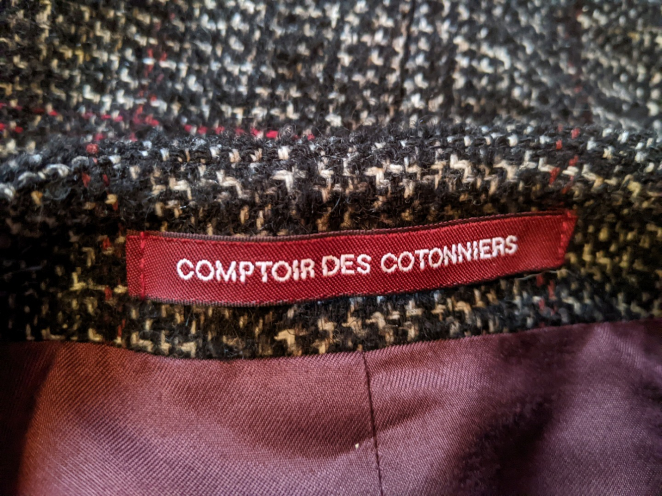 Comptoir Des Cotonniers Manteau en gros tweed 36
